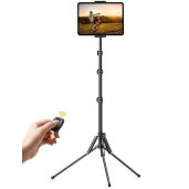 "Adjustable Lamicall Tablet Floor Tripod Stand - 64.9" Holder for iPad Pro, Mini, Air & Phones with Bluetooth Remote"