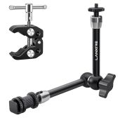 Lanxire Super Clamp & 11'' Adjustable Magic Arm for Camera Rig - 4.4lb Load, 1/4'' & 3/8'' Threads