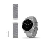 LeiOu Metal Weave Steel Band for Garmin vivoactive 4S, Venu 2S, Vivomove 3S - Stylish Replacement Strap (Large, Silver)