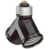 Leviton 128 Twin Light Socket Adapter: 15 Amp, 660 Watt, 250 Volt - Brown