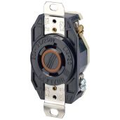 Leviton 2410 20 Amp Locking Receptacle - Industrial Grade, 125/250 Volt, Flush Mount, Grounding, V-0-MAX, Black