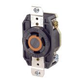 Leviton 2710 30 Amp, 125/250 Volt, Flush Mounting Locking Receptacle, Industrial Grade, Grounding, V-0-MAX, Black