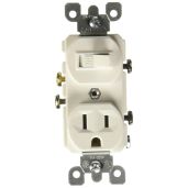 Leviton 5225 Duplex Combination Switch/Receptacle - 15 Amp, 120 Volt, Grounding, White