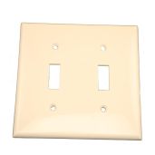 Leviton 80709-T 2-Gang Toggle Switch Wallplate - Light Almond Thermoplastic Nylon, Standard Size