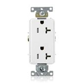 Leviton TDR20-W 20 Amp Tamper Resistant Duplex Receptacle - Commercial Grade Self Grounding White Outlet