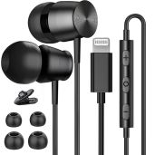 Top MFi Certified Lightning Headphones for iPhone 13, 14, 12 Pro Max - Noise Isolation, Stereo Bass, In-Ear Earbuds