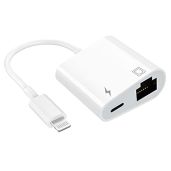 Lightning to Ethernet Adapter: 2-in-1 RJ45 LAN & Charging for iPhone/iPad - Plug & Play, 100Mbps Speed