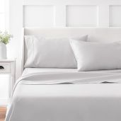 "Shop Martha Stewart 100% Cotton King Sheet Set - Soft, Durable, 16" Deep Pocket, Gray Bedding - 4 Piece Sateen Sheets"