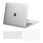 MOSISO Case Only Compatible with Microsoft Surface Laptop Go 3/2/1 12.4 inch 2023 2022 2020 Release (Models: 2013 & 1943), Protective Plastic Hard Shell&Keyboard Cover&Screen Protector, Crystal Clear