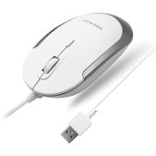 Macally Silent Wired Mouse: Slim USB Optical Mouse for Mac & PC - Comfortable & Compact Design with DPI Switch