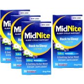 Midnite Sleep Aid: 30 Chewable Cherry Tablets for Occasional Sleeplessness - Value Pack of 4