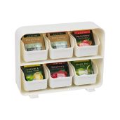 "Mind Reader Tea Bag Organizer - Stylish Kitchen Storage for Tea Station, 10.25"L x 3.25"W x 7.75"H, White Plastic"