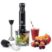 Powerful Moss & Stone 300W Hand Blender Set: Electric Mixer with Egg Whisk & Chopper, Ergonomic Design, Stainless Steel Blades