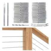 "Muzata 100 Pack 1/8" Swage Lag Screws for Cable Railing - T316 Stainless Steel Hardware for Wood Posts"