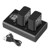 NEEWER NP-FW50 Battery Charger Set for Sony ZV-E10, A7 Series & RX10 - 2 Pack 1100mAh with Dual Micro USB & Type C Charger