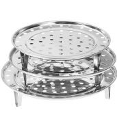 "NRDBEEE 3-Pack Stainless Steel Steaming Racks - 7.6", 8.5", 9.33" for Canning, Cooking & Steaming"