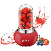 OTE Personal Blender: Retro 14 Oz Glass Jar, 4 Blades, BPA Free - Best Portable Smoothie Maker for Kitchen
