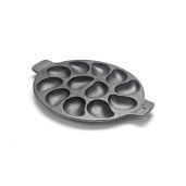 Outset 76225 Cast Iron Oyster Grill Pan - 12 Cavities for Perfect Grilling | Durable Black Design