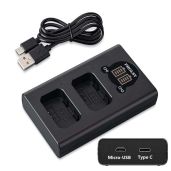 PHOLSY NP-FW50 Dual Battery Charger with Smart LED Display - Fast USB Charging for Sony Cameras