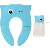 POKANIC Portable Toilet Potty Training Seat Cover for Kids - Non-Slip Silicone, Travel-Friendly, Reusable with Carry Bag (Blue)