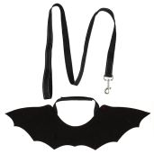 POPETPOP Bat Wing Harness for Small Cats & Dogs - Festive Black Leash for Walking & Parties