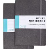 Papercode Lined Journal Notebooks (2 Pack) - Luxury Soft Cover Executive Journals for Work, Travel & College - 130 Pages Gray