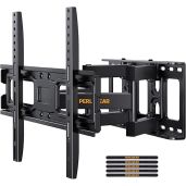Perlegear Full Motion TV Wall Mount for 26-65 Inch TVs - Dual Swivel, Tilt, Max VESA 400x400mm, Fits Wood Studs