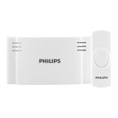 Philips Wireless Doorbell Kit: Battery-Operated, 150 Ft Range, 2 Melodies, 4 Volume Levels - DES1120W/27
