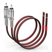 Pixelman RCA Plug to Speaker Wire Adapter - 6ft 14AWG Pure Copper for Subwoofers & Speakers