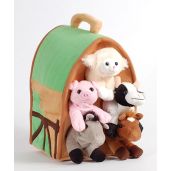 Plush Farm House Set: 5 Stuffed Animals (Horse, Lamb, Cow, Pig, Grey Horse) for Kids' Playtime Fun