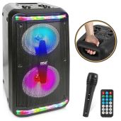 Portable Pyle Sound Around Bluetooth Karaoke Speaker with Wired Mic & FM Radio - 500W Subwoofers, MP3/USB/Micro SD Support