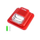 QWORK Fire Alarm Strobe Siren Horn - 12/24V DC Wired Sound & Light Security System