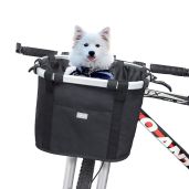 RAYMACE Dog Bike Basket: Folding Handlebar Carrier for Easy Install & Quick Release - Perfect for Cycling Picnics!