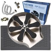 "Rinzer Automatic Sink Glass Rinser - Stainless Steel Cup Washer for Kitchen & Bar - Spot Free Finish, 5"x4.7" Size"