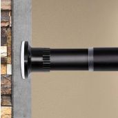 Secure Room Divider Tension Curtain Rod - No Drilling, 122-150 Inch, Black for Showers & Windows