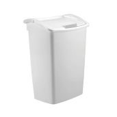 Rubbermaid 11.25 Gallon White Dual-Action Swing Lid Trash Can for Home, Kitchen & Bathroom