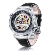 Shop SALUT MONDE Men's Hand Assembled Mechanical Watches - Waterproof with Italian Leather Straps (Silver & Gold)