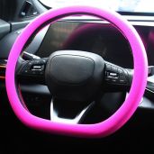 SEGADEN Leather Texture Silicone Steering Wheel Cover - Anti-Slip, Universal Fit 14-16 inch, Rose Color