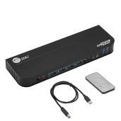 SIIG 4-Port 4K KVM Switch HDMI with Remote Control - USB 3.2, EDID Bypass, Windows & Mac Compatible