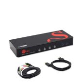 SIIG 4K DisplayPort 4-Port KVM Switch: Audio, USB 3.0, Hotkey Control & ESD Protection - CE-DP0G11-S1