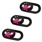 Ultra Thin Webcam Cover Slide - SIREG 0.027in Privacy Protection for Laptops, Smartphones & Tablets (Butterfly-Black, 3 Pack)