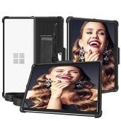 SOATUTO for Microsoft Surface Pro 9 / Pro 9 5G 13 Inch 2022 Tablet Case Protective Rugged Cover Case Built in Hand Shoulder Strap Cover Compatible with Type Cover Keyboard Fit Surface Pro 8 9 (Black)