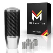 Premium Silver Carbon Fiber Shift Knob | Buttonless Automatic & Manual Gear Shifters for 4, 5, & 6 Speed Cars