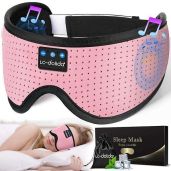 LC-dolida Bluetooth Sleep Mask with Headphones - 3D Comfort for Side Sleepers | Best Travel Gift in Classical Pink