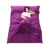 Lightweight Purple Sleeping Bag Liner for Camping & Travel - Compact, Breathable Bed Sheet (63x82.7in)