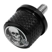 "Stainless Knurled Fender Seat Bolt Screw 1/4"-20 for Harley 1996-2020 - Black Skeleton Middle Finger Design"