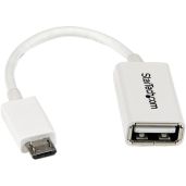 StarTech 5in White Micro USB OTG Host Adapter - Male to Female USB A Cable for On-The-Go Use (UUSBOTGW)