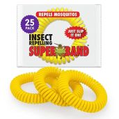 Superband Mosquito Repellent Bracelets - 25 Pack, Waterproof, Deet-Free, Natural Bug Protection for Adults & Kids - Yellow