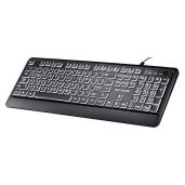 SurnQiee 104 Keys USB Wired Keyboard - Large Letter Print & White LED Backlit for Easy Typing