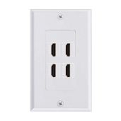 TENINYU 4-Port HDMI Wall Plate: 4K 60Hz HDR, 3D Ethernet Coupler for Projectors & Home Theaters